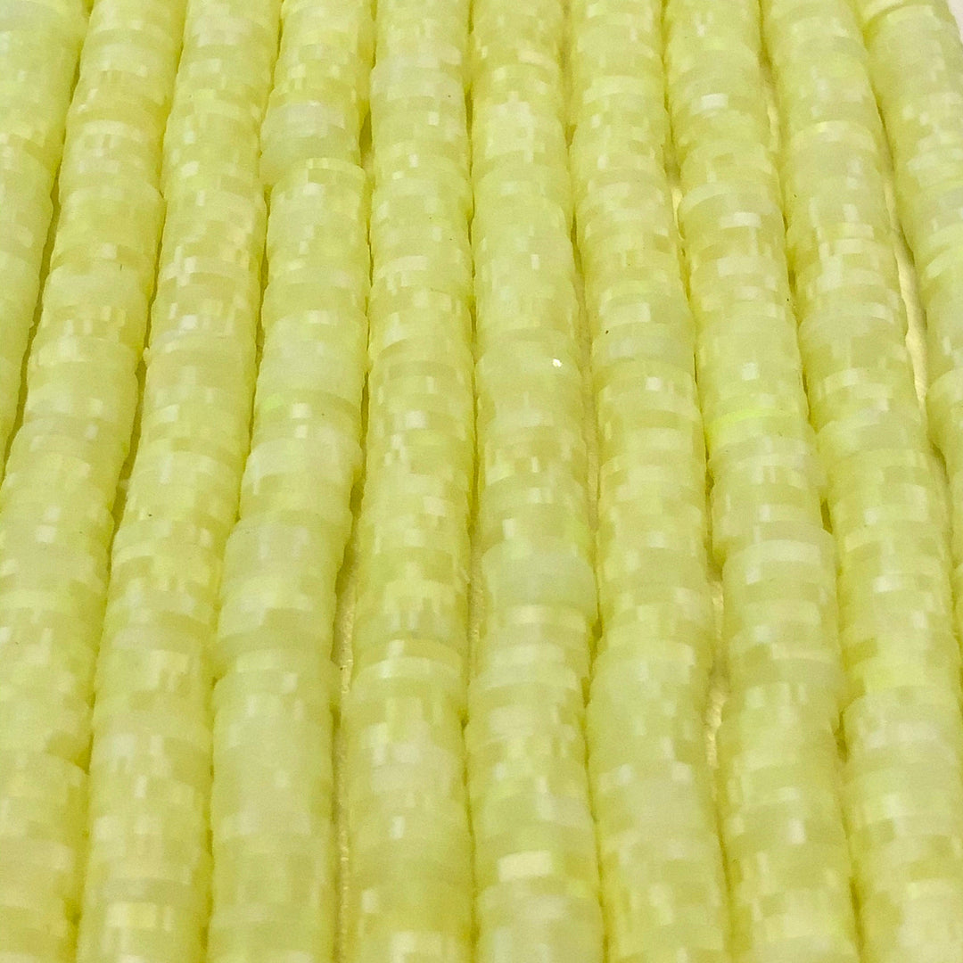 Speckled Lt Yellow Heishi Beads, Polymer clay 6x1MM Vinyl Beads