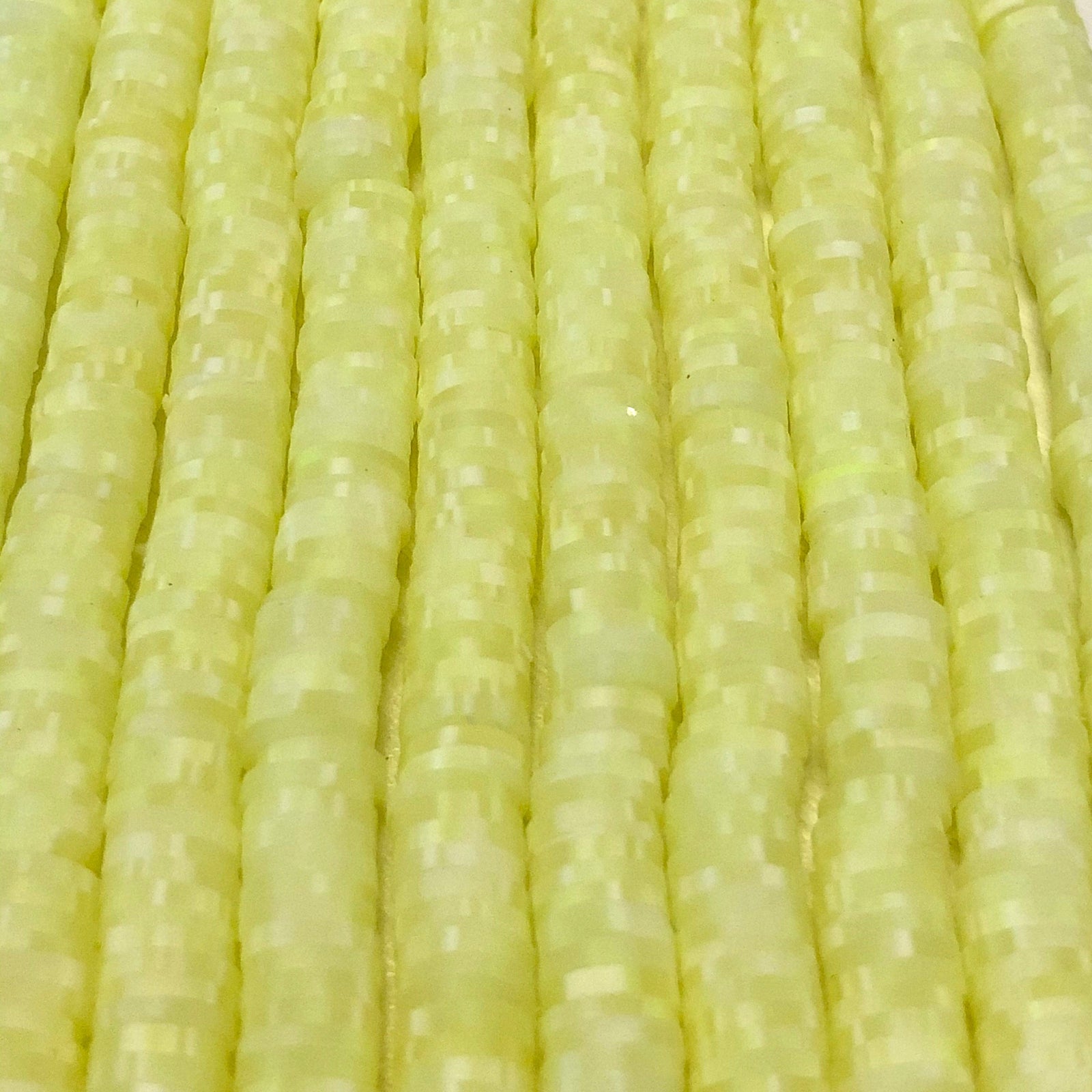 Speckled Lt Yellow Heishi Beads, Polymer clay 6x1MM Vinyl Beads
