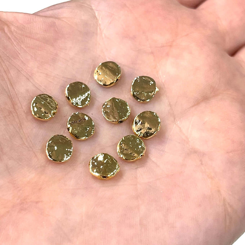 24Kt Shiny Gold Plated 6mm Brass Spacers, 24Kt Shiny Gold Plated 6mm Brass Charms, 10 Pcs in a Packed