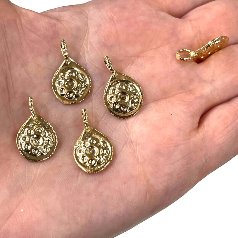 24 Karat glänzend vergoldete authentische Charms, Goldmünzen-Charms, authentische Goldanhänger, Goldmünzen-Anhänger