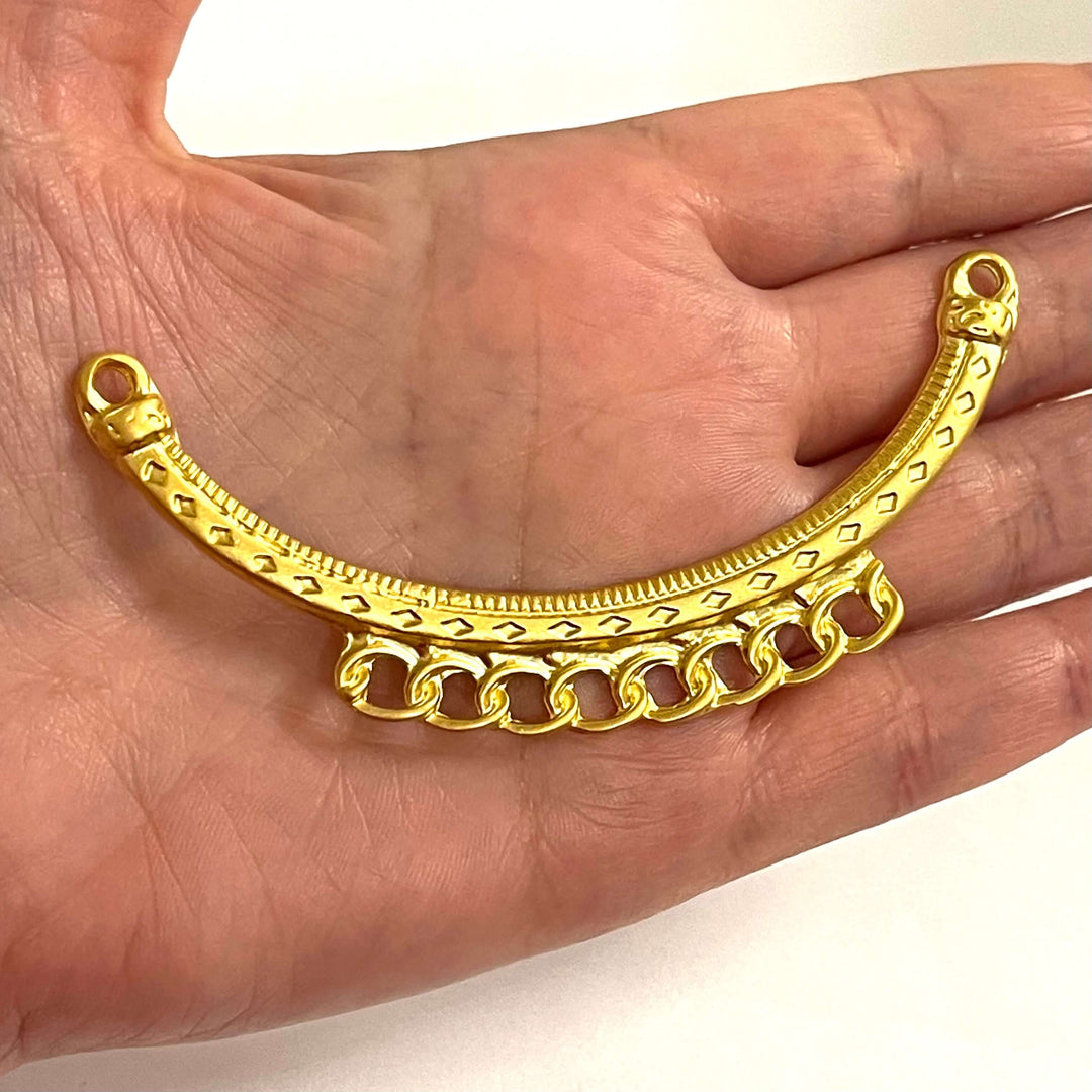 24Kt Matte Gold Plated Large Pendant, Gold Plated Large Connector, 90mm