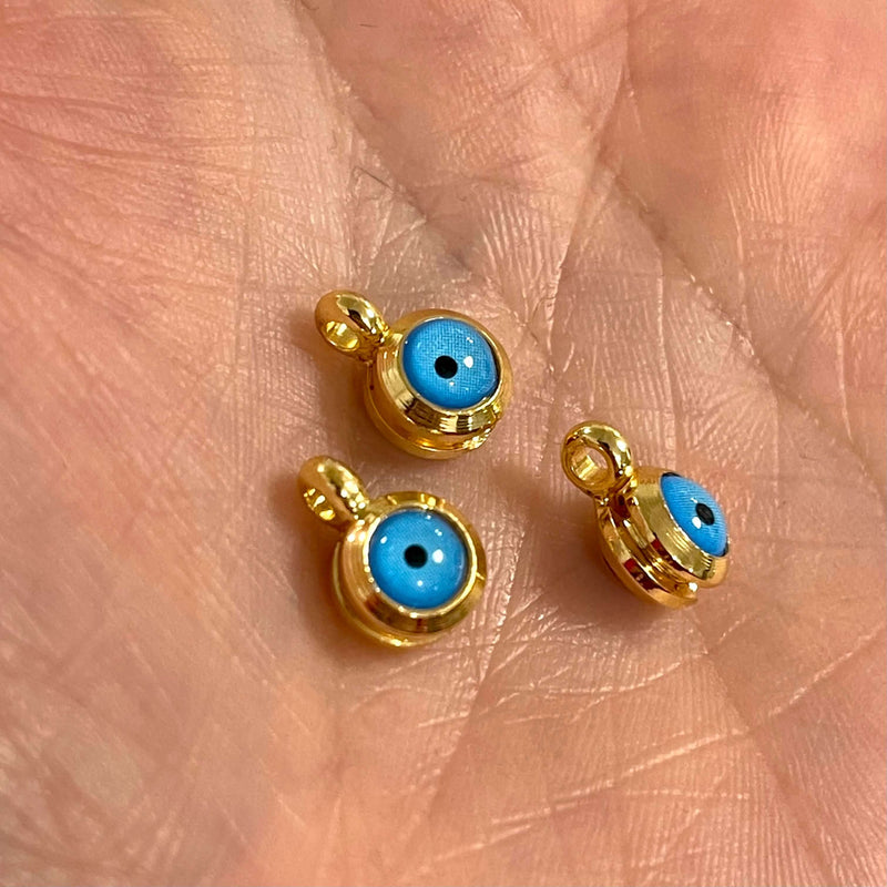 24Kt Gold Plated Double Side Evil Eye Charms, 3 pcs in a pack