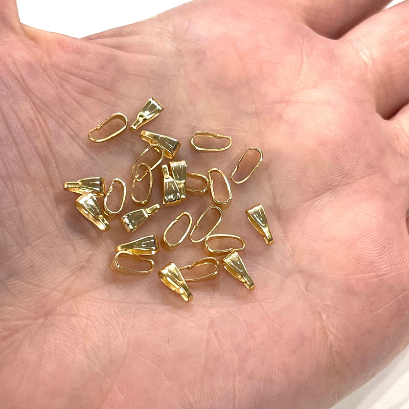 7mm 24Kt Gold Plated Pendant Bail , 24Kt Gold Pinch Bail , Pendant Connectors, Necklace Findings, 10 pcs in a pack