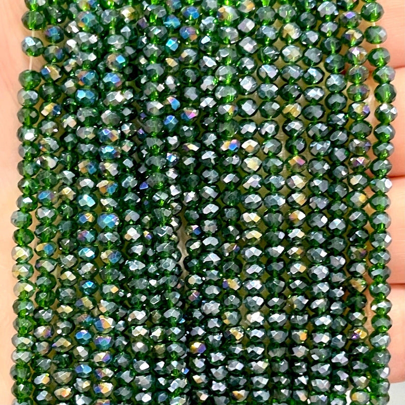 Crystal faceted rondelle - 150 pcs -3mm - full strand - PBC3C5 £1.5