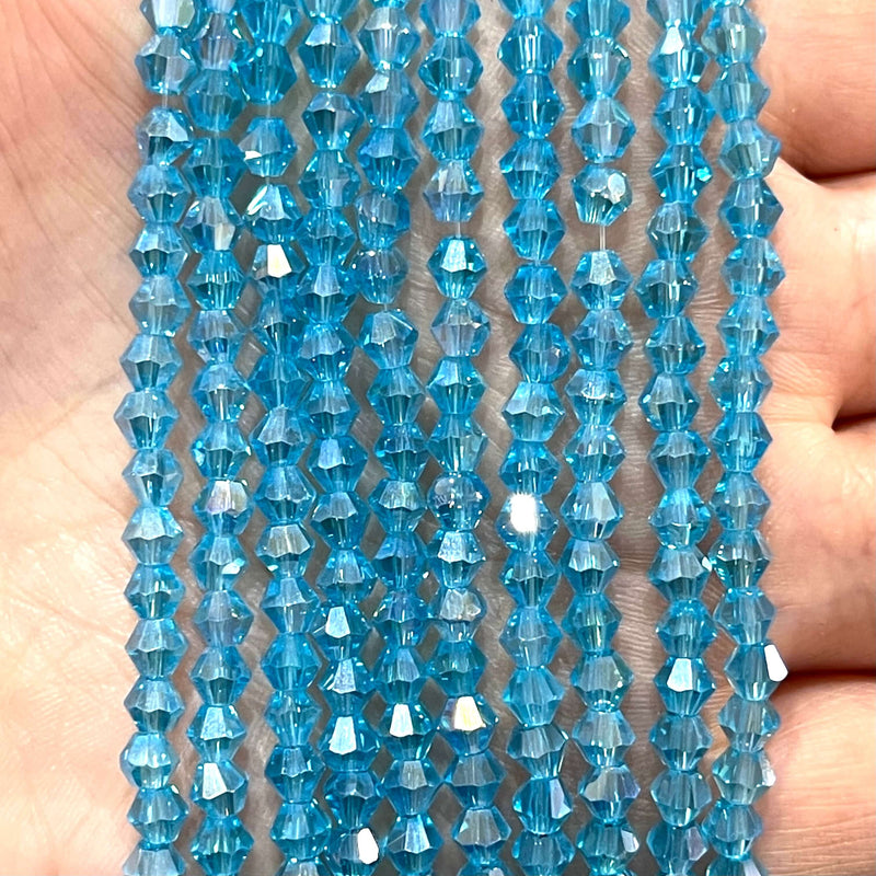 4mm Crystal faceted bicone - 115 pcs -4 mm - full strand - PBC4B29,Crystal Bicone Beads, Crystal Beads, glass beads, beads £1.5