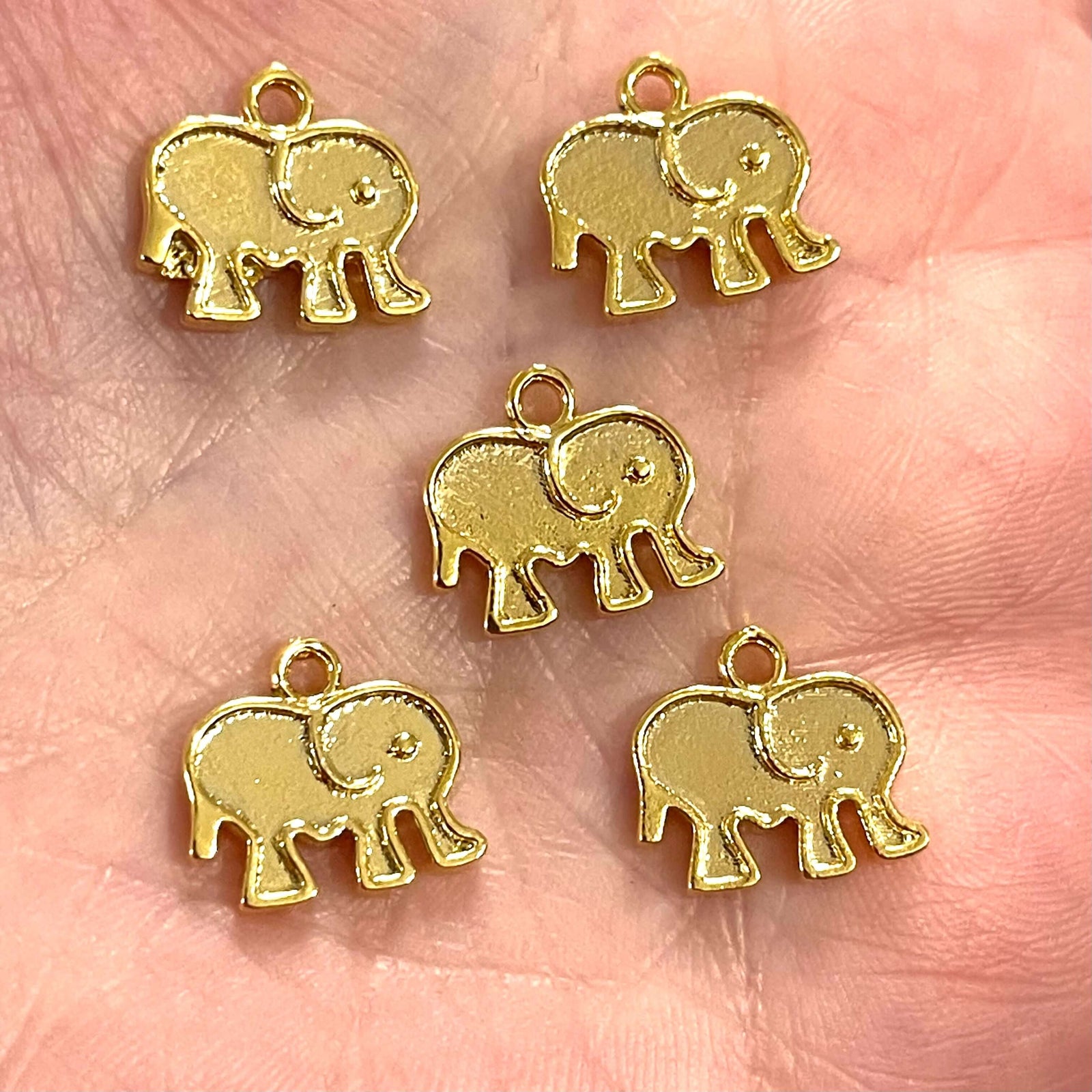 24Kt Gold Plated Brass Elephant Charms, Gold Plated Brass Elephant Charms, 10 pcs in a pack