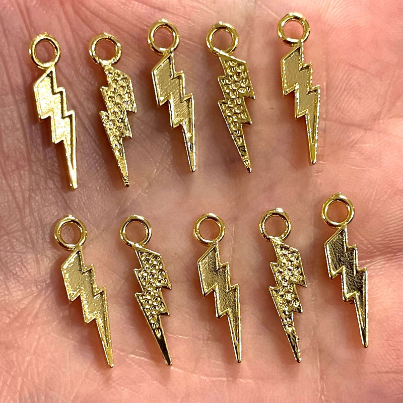 24Kt Gold Plated Brass Lightning Charms, 10 pcs in a pack