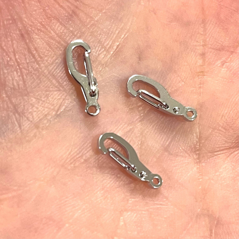 Rhodium Plated Lobster Clasps, Rhodium Plated Carabiner Clasp (13.5mm x 4.5mm) 3 pcs in a pack