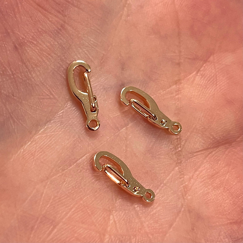 Rose Gold Plated Lobster Clasps, Rose Gold Plated Carabiner Clasp (13.5mm x 4.5mm) 3 pcs in a pack