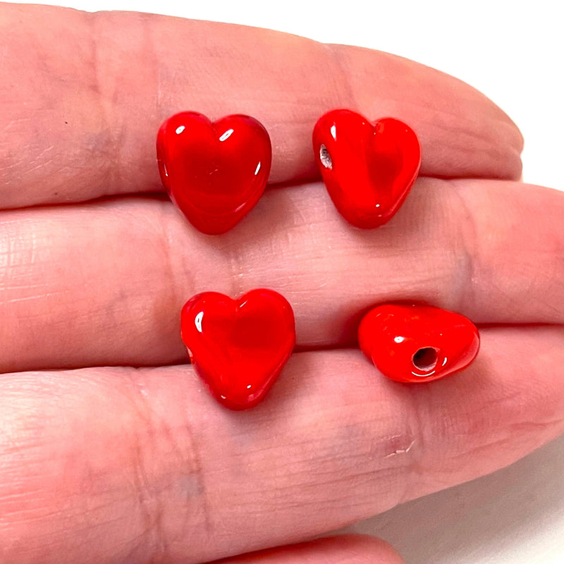 Charm coeur rouge en verre de Murano fait à la main
