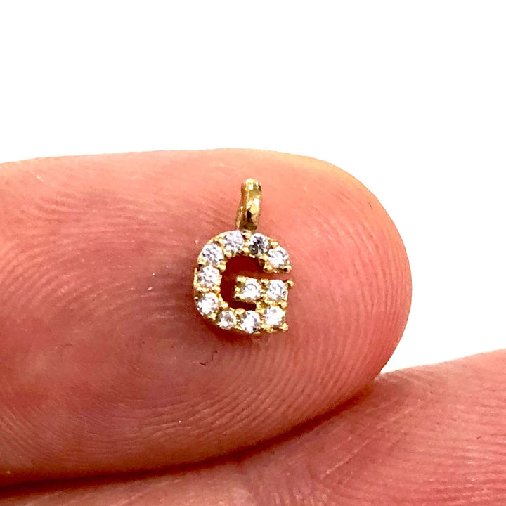 24Kt Gold Plated Brass Micro Pave Initial Charms
