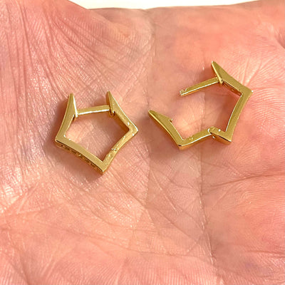 24Kt Gold Plated Brass Leverback Micro Pave Earrings, 16x16mm Gold Plated Leverback Earring Hoops