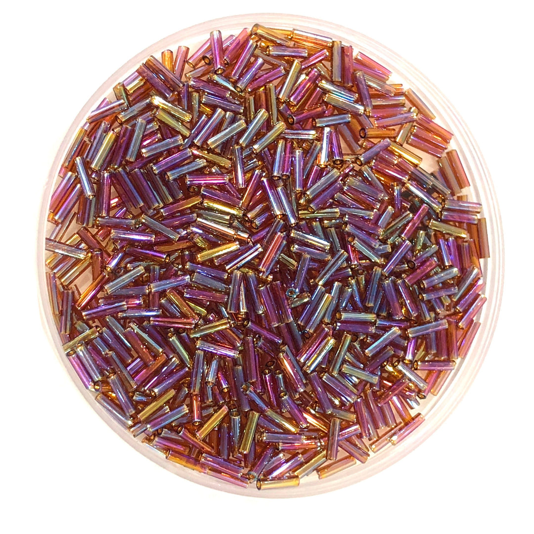 Miyuki Bugles size 6mm 0257 Transparent Topaz AB, 10 grams