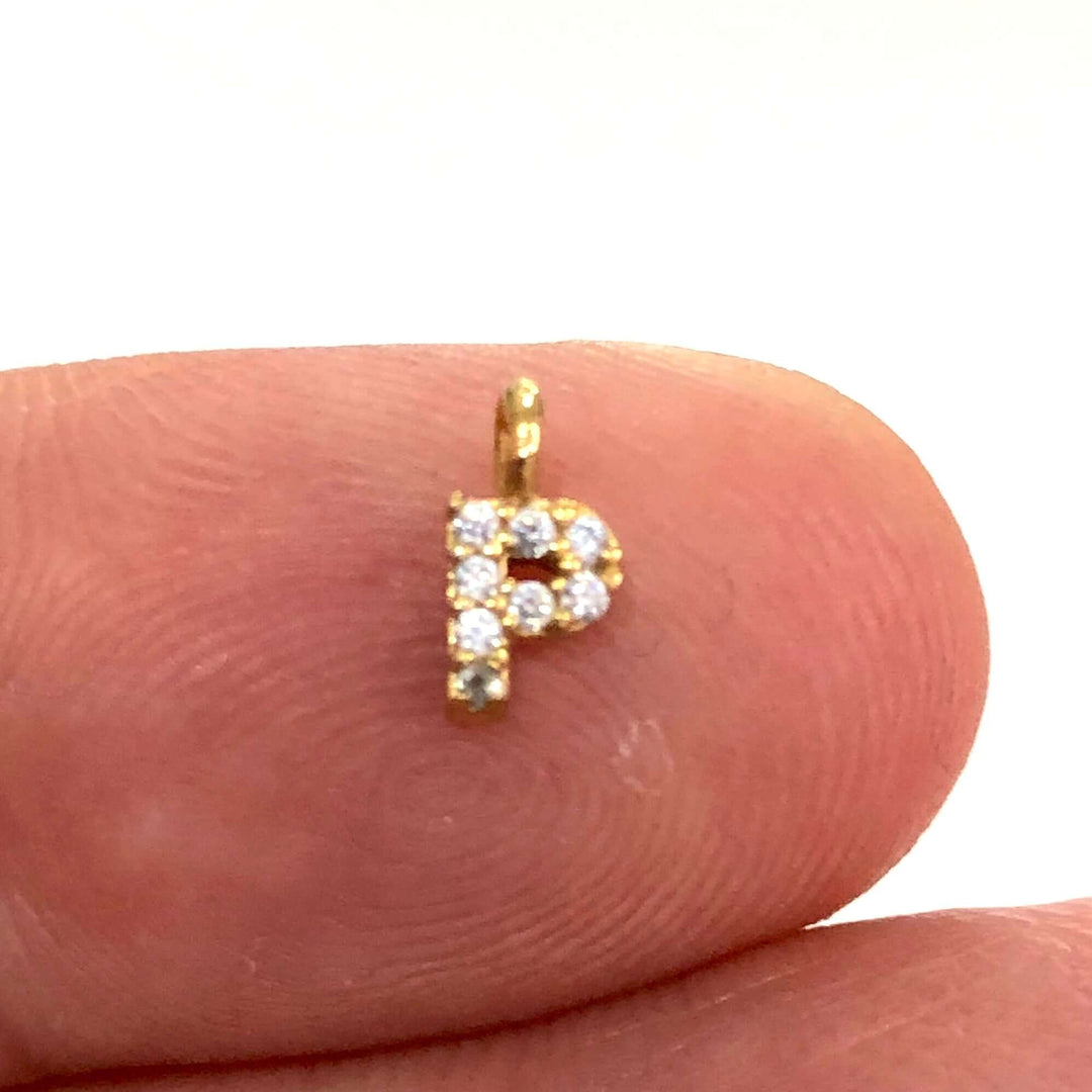 24Kt Gold Plated Brass Micro Pave Initial Charms
