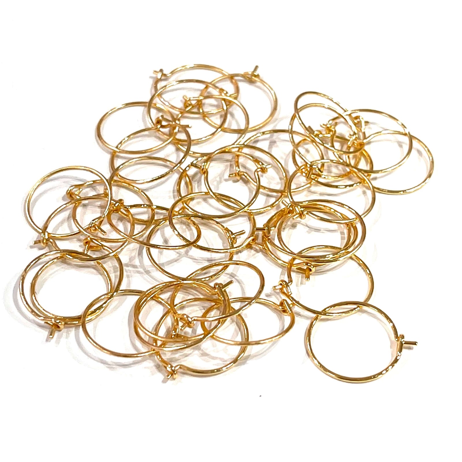6 Pcs, 24Kt Gold Plated Earring Hoops, 15mm, Gold Plated Earring,