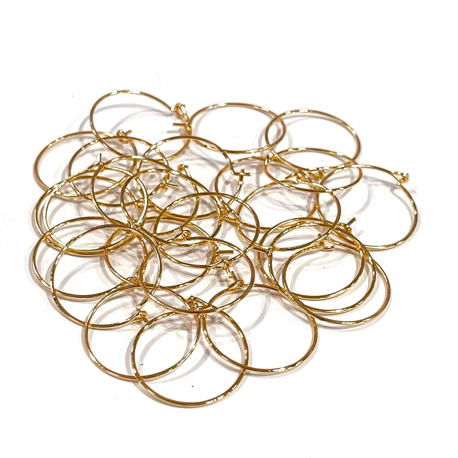 6 Pcs, 24Kt Gold Plated Earring Hoops, 20mm, Gold Plated Earring,