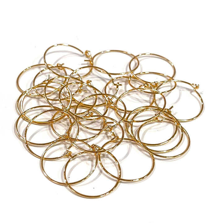 6 Pcs, 24Kt Gold Plated Earring Hoops, 20mm, Gold Plated Earring,
