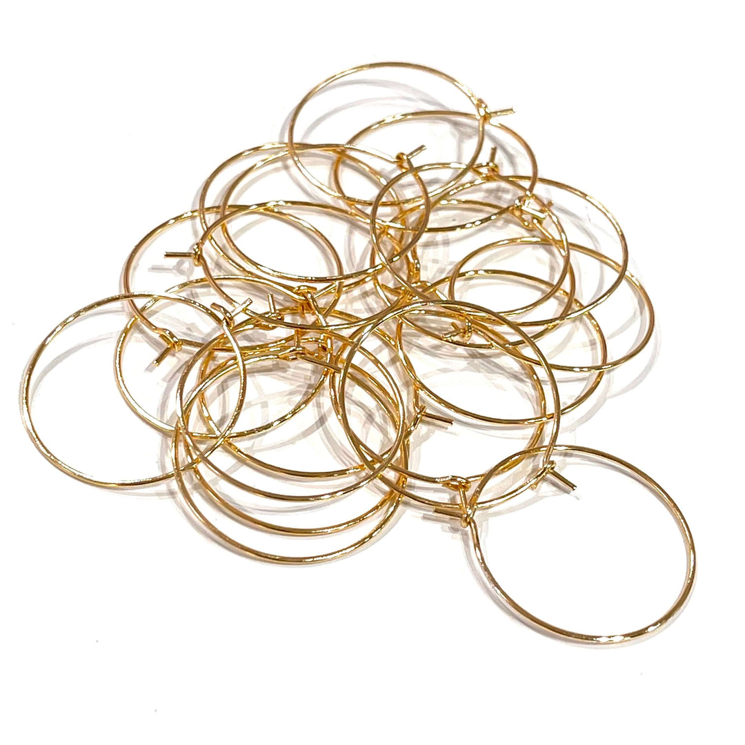 6 Pcs, 24Kt Gold Plated Earring Hoops, 25mm, Gold Plated Earring,