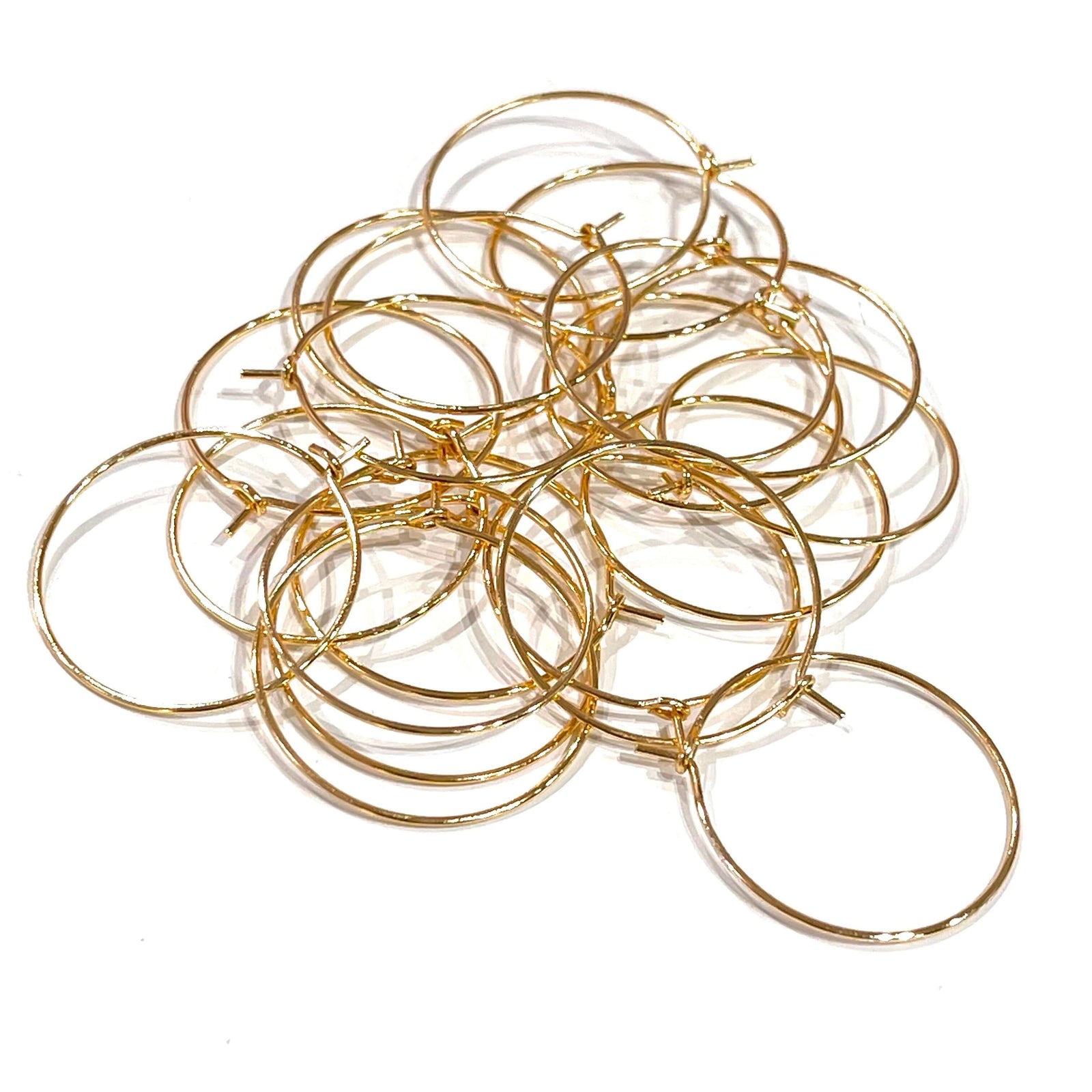 6 Pcs, 24Kt Gold Plated Earring Hoops, 25mm, Gold Plated Earring,