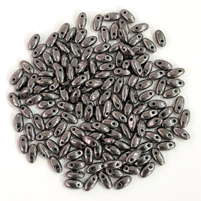 Dark Silver Rice Beads, Glass Rice Beads,Glass Beads, 50 gr pack