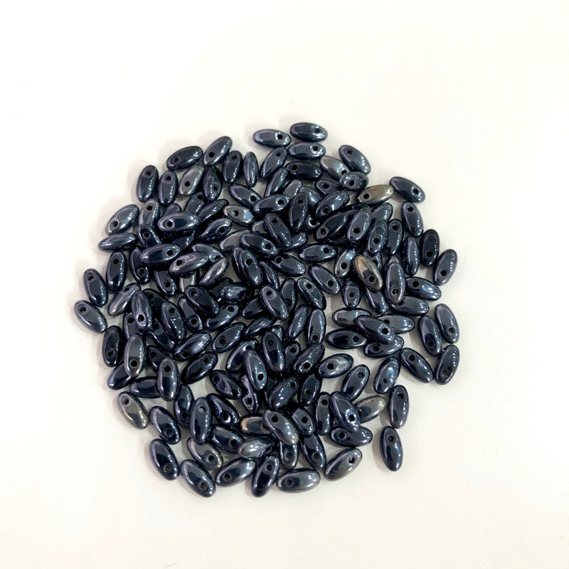 Perles de riz gunmetal, perles de riz en verre, perles de verre, paquet de 50 gr