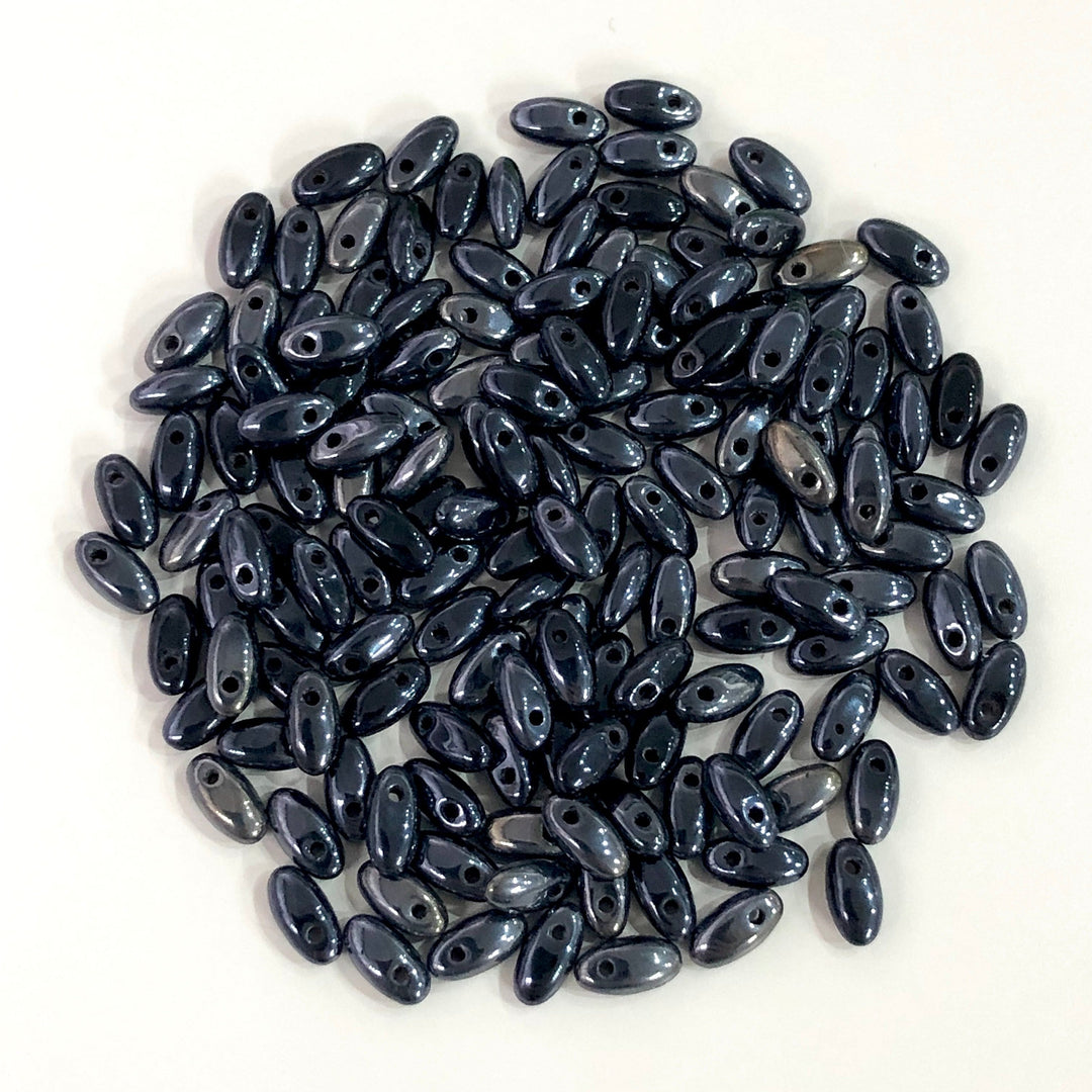 Gunmetal Rice Beads, Glass Rice Beads,Glass Beads, 50 gr pack