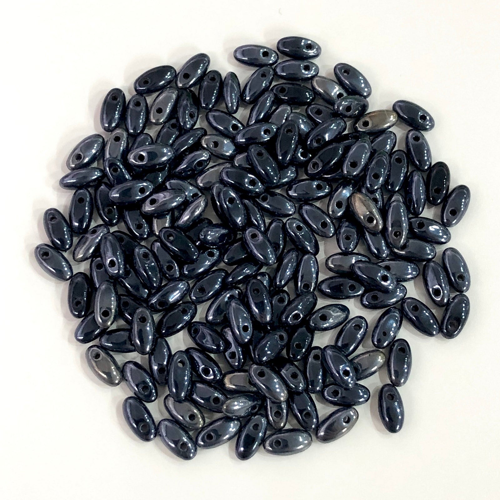 Gunmetal Rice Beads, Glass Rice Beads,Glass Beads, 50 gr pack