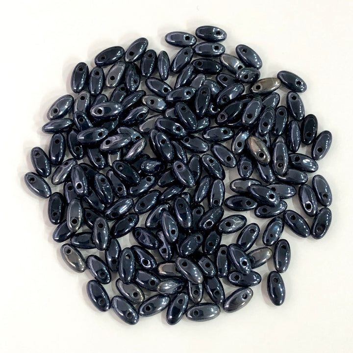 Gunmetal Rice Beads, Glass Rice Beads,Glass Beads, 50 gr pack