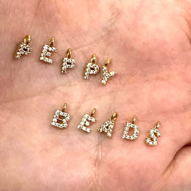 24Kt Gold Plated Brass Micro Pave Initial Charms