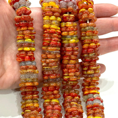 Perles de fleurs marbrées à grand trou en verre de Murano faites à la main, 50 perles dans un paquet