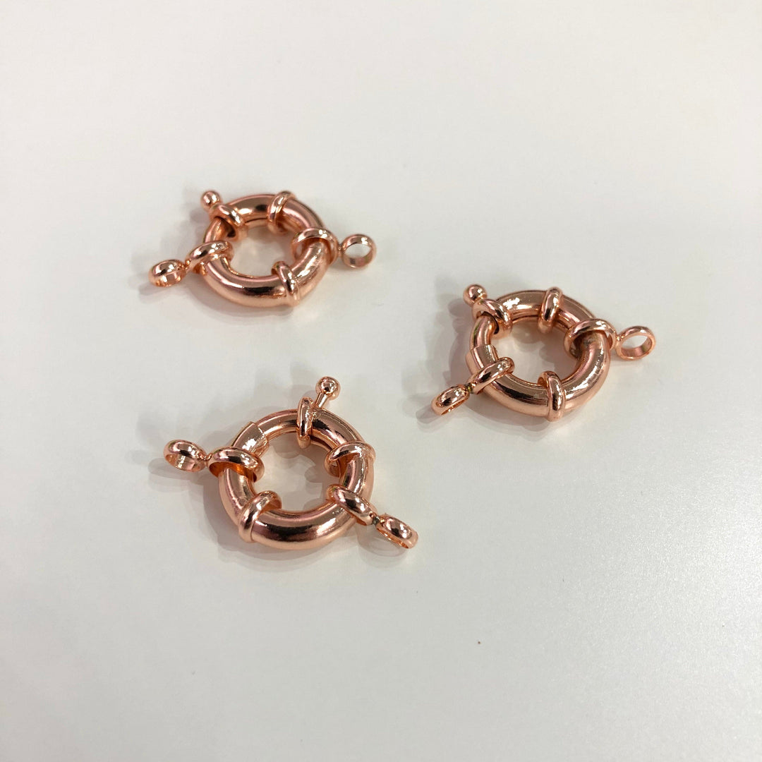 Rhodium Spring Ring Clasp with Loops, 15mm Rhodium Plated Spring Clasp, Rhodium Trigger Clasp,