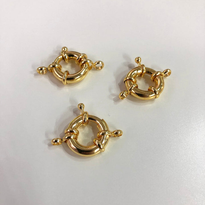Rhodium Spring Ring Clasp with Loops, 17mm Rhodium Plated Spring Clasp, Rhodium Trigger Clasp,