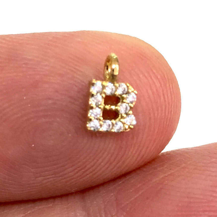 24Kt Gold Plated Brass Micro Pave Initial Charms