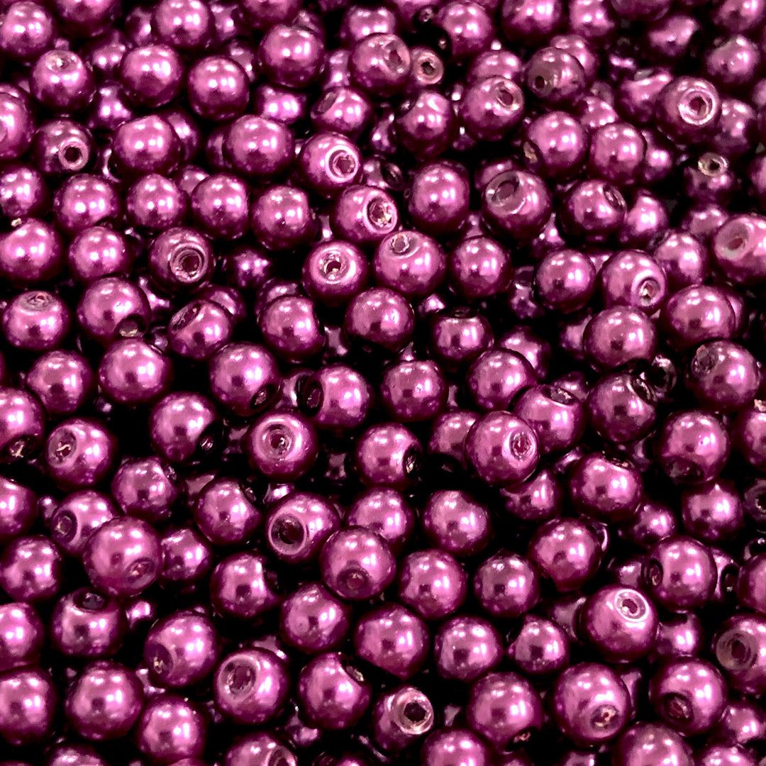 Glass Pearl Beads 6mm 8mm, Purple Color