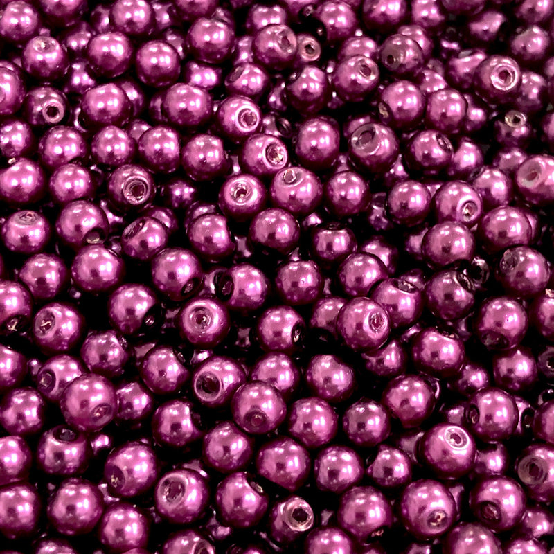 Glass Pearl Beads 6mm 8mm,  Purple Color