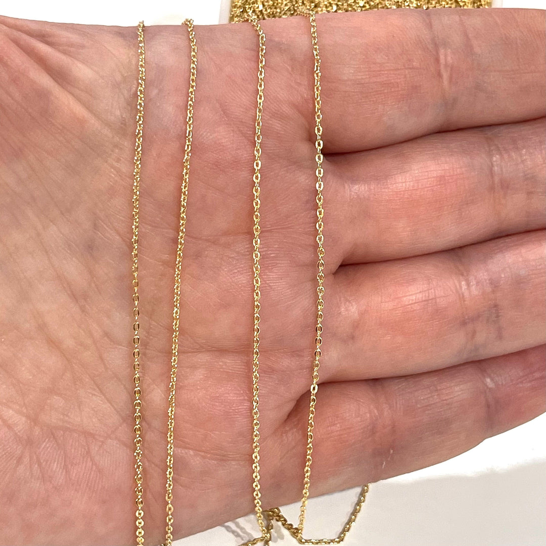 NEW!!!24Kt Gold Plated Cable Chain, Gold Plated Brass Soldered Chain 1mm