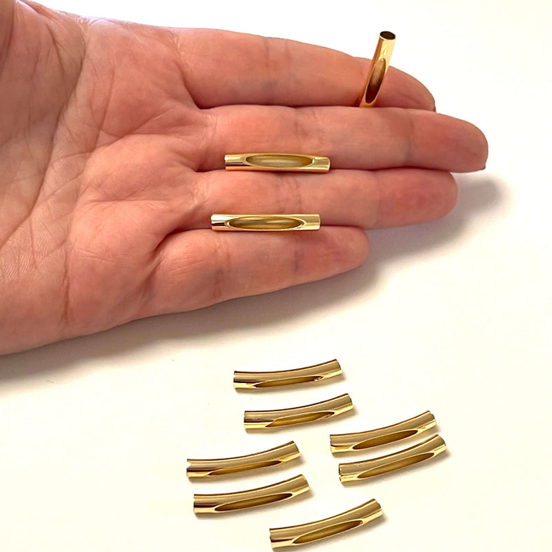 24Kt Gold Plated Spacer Tubes With Hole, Round Tube Bars , Gold Tube Bars
