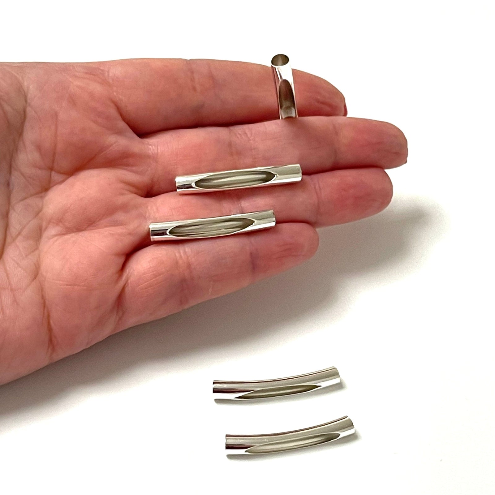 Silver Plated Spacer Tubes With Hole, Round Tube Bars , Silver Tube Bars