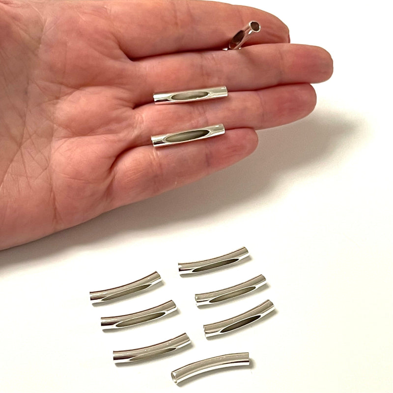 Silver Plated Spacer Tubes With Hole, Round Tube Bars , Silver Tube Bars