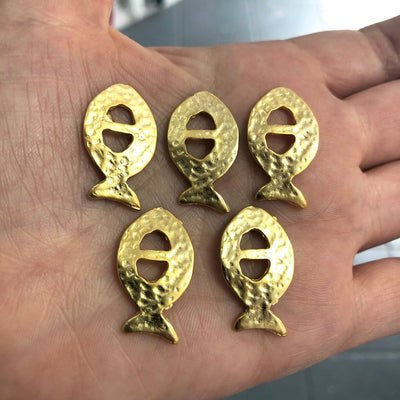 24Kt Matte Gold Plated Fish Charms, 3 pieces in a pack,