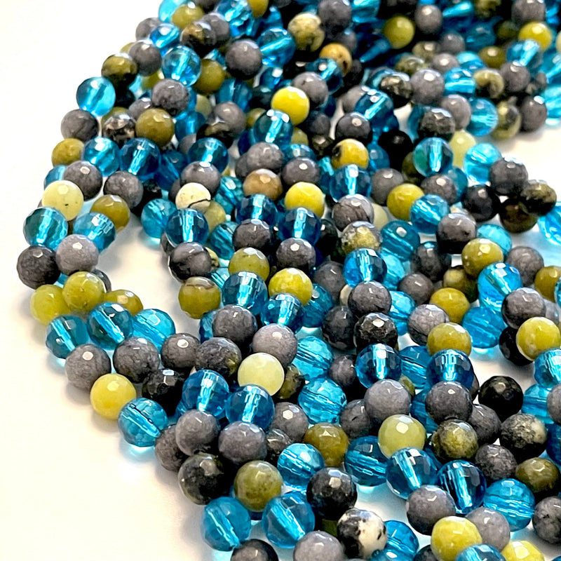 Gemischte runde 8 mm Jadequarzstränge, 46 Perlen