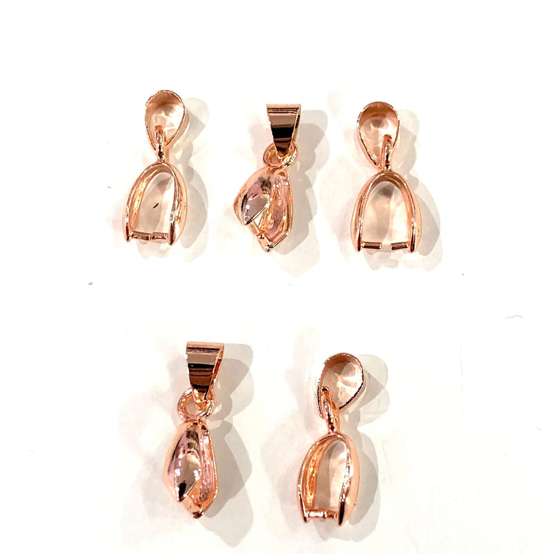 3 bélières à pincer, plaqué or rose, taille 20 mm