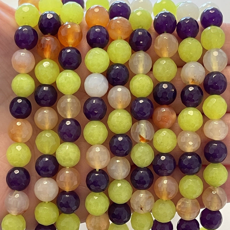 Party gemischte runde 8 mm Jadestränge, 46 Perlen
