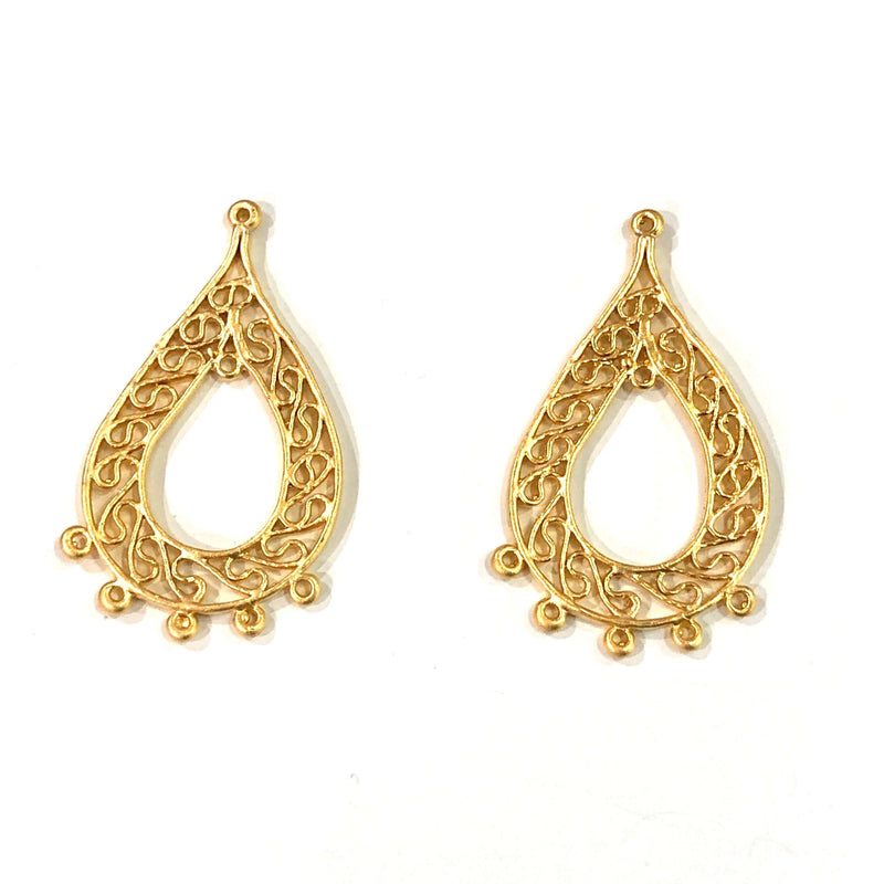 24Kt Matte Gold Plated Brass Authentic Earring Charms, 2 pcs in a pack,