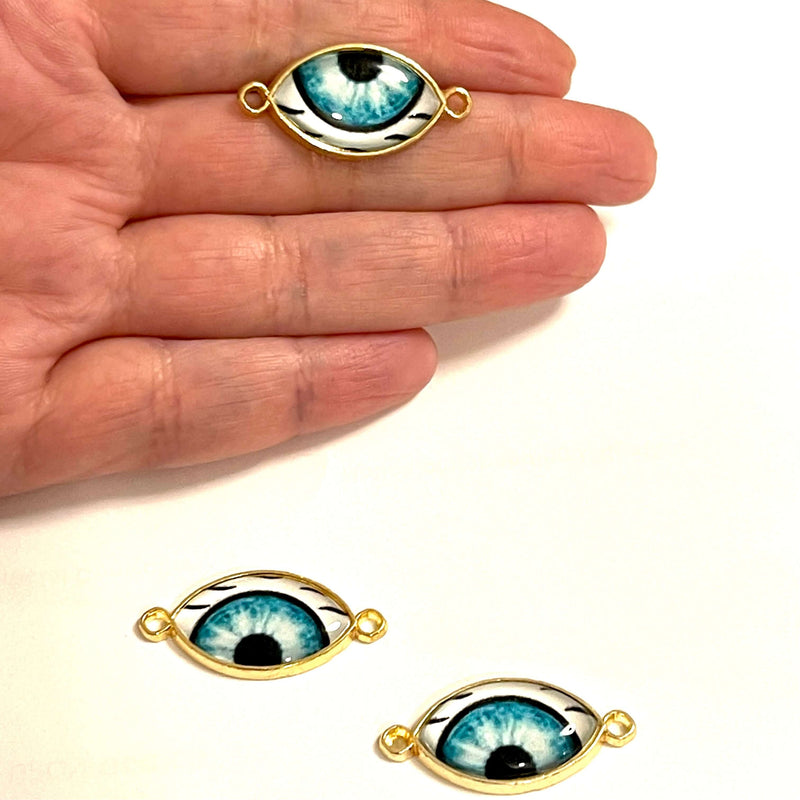 24Kt Gold Plated Eye Connector Charms, 2 pcs in a pack