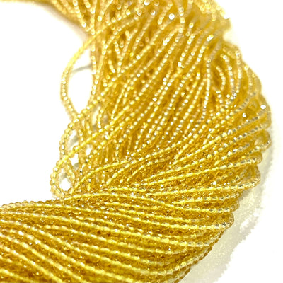 2mm Yellow Jade Faceted Round Beads, 200 Beads