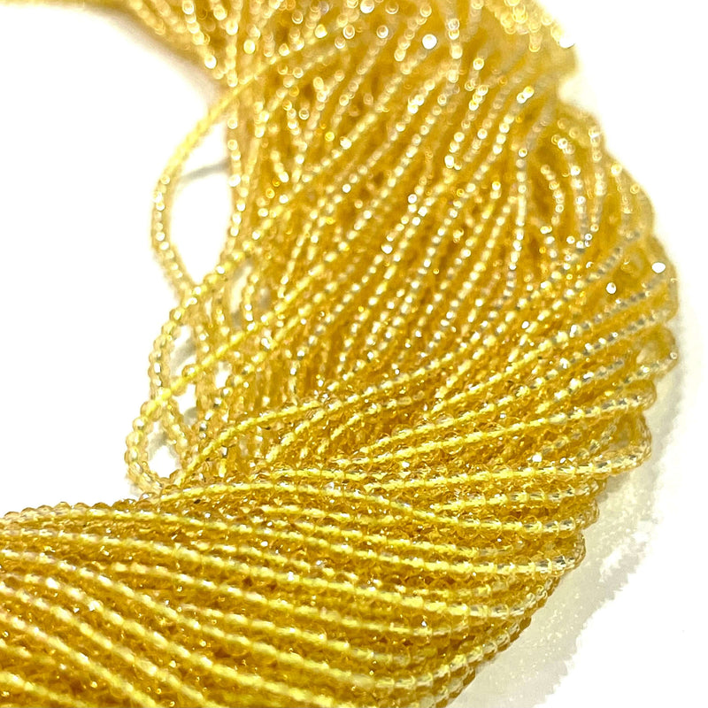 2mm Yellow Jade Faceted Round Beads, 200 Beads