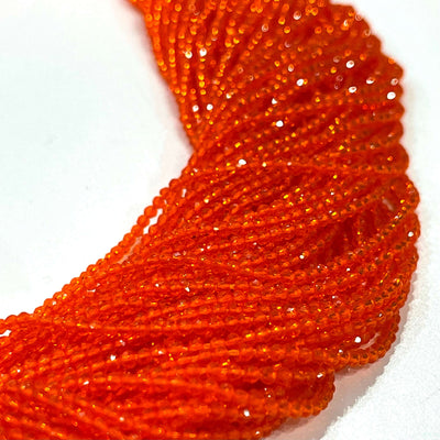 2mm Orange Jade Faceted Round Beads, 200 Beads