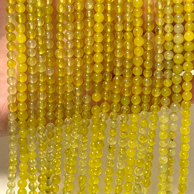 4mm Yellow Agate Smooth Round Gemstone Beads, 95 Beads