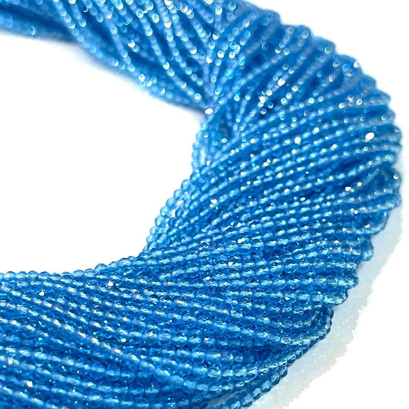 2mm Blue Jade Faceted Round Beads, 200 Beads